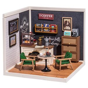 Rolife Expandable Miniature House Kit-One Hour Simple Assembly-Plastic Adult Building Block Sets-3D Puzzle Home Desk Decoration Gift Idea For Women (DW001 Café)