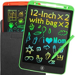 LEYAOYAO 2 Pack LCD Writing Tablet 12inch with Bag - Colorful Screen Doodle Pad Drawing Board Learning Educational Toy - Gift for Kids 3-6 Years Old Girl Boy (Green+Red)