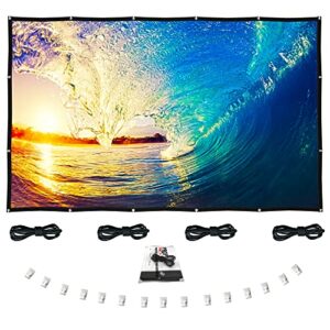 120 inch Projector Screen Portable - Foldable Indoor Outdoor Movie Screen - White Screen for Projector - Double Side Backyard Projector Screen 16:9 - Wall Mount Theater Screen with Bag