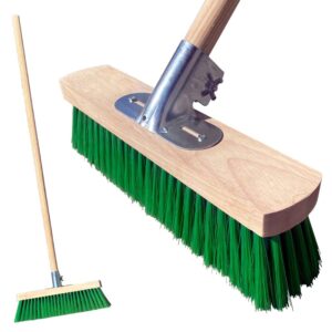 14” Stiff Sweeping Brush Outdoor Broom with Firm Poly Bristles