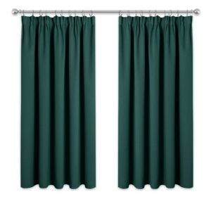 PONY DANCE Bedroom Blackout Curtains - 54 Drop Kitchen Curtains for Bedroom Pencil Pleat Thermal Window Chiristmas Panels for Light Blocking