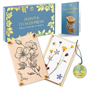 Berstuk® Wooden Flower Press for Adults • This Large Flower Press Kit Measures 27.5 x 17.5cm • Great Gift for Anyone Who Loves Pressed Flowers