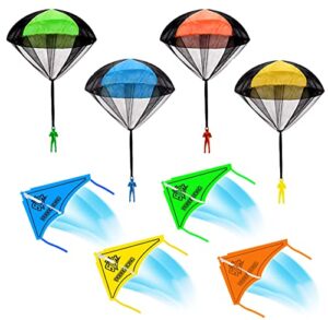 xwin sportseries PACK OF 8 Outdoor Hand Throw Toys 4 Gliders and 4 Parachutes Toy Set