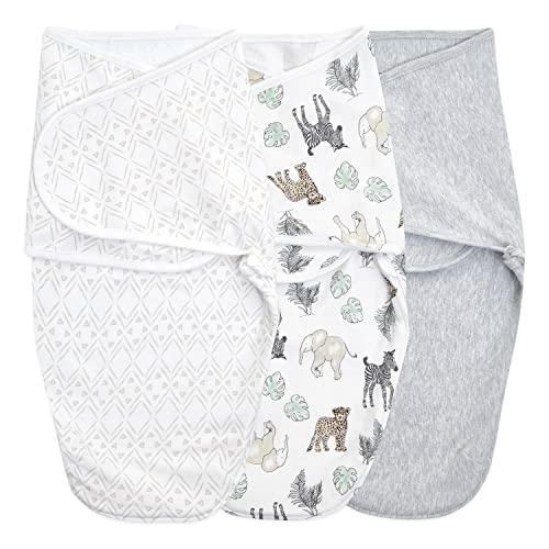 aden + anais Cotton Baby Wrap - 3 Pack | Essentials Easy Swaddle Wrap | Easy Nappy Change Zip | 100% Cotton Knit Carriers Perfect for Newborn Babies