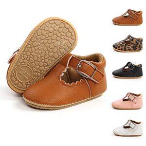 Sonsage Infant Baby Boys Girls Oxford Shoes Pu Leather Lace-Up Anti-Slip Trainer Soft Rubber Sole Toddler First Walking Sneakers