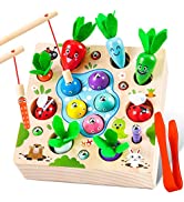 COOLJOY Wooden Fishing Game Toys Gifts for 2 3 4 Year Old Boy Girl | 2-in-1 Magnetic Fishing Game...