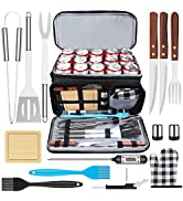 AISITIN BBQ Accessories Tools Stainless Sturdy Utensils Grill Set 5PCS for Backyard Barbecue Camp...