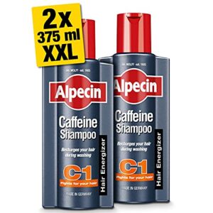 Alpecin Caffeine Shampoo C1 2x 375ml | Against Thinning Hair | Shampoo for Stronger and Thicker Hair | Natural Hair Growth Shampoo for Men | Hair Care for Men Made in Germany