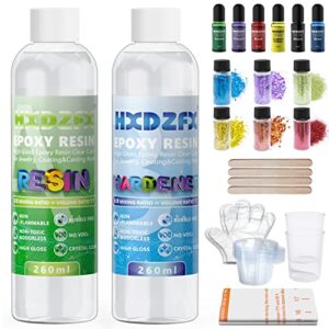 Epoxy Resin Crystal Clear Kit For Beginners - 2 Part 520ml/20oz Clear Coating Resin Starter Kit- Resin Art Casting Jewellery Making Kit for Wood