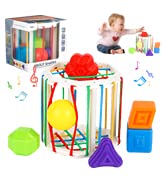 GLAITC Montessori Toys 4 in 1 Silicone Pull String Activity Baby Toys Sensory Toys for Babies Tod...