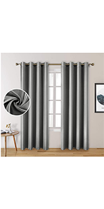2 Panels Silver Grey Blackout Curtains