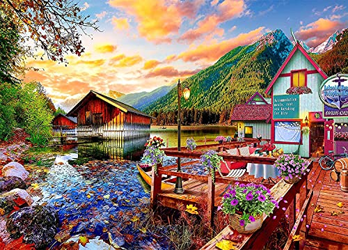 HUADADA Jigsaw Puzzles for Adults 1000 Puzzles for Adults 1000 Pieces Puzzle 1000 Pieces Jigsaw Puzzles (canoe lake)