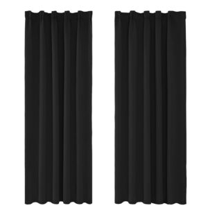 Amazon Brand – Umi Blackout Curtains 46 x 90 Inch Thermal Insulated Room Darkening Curtains Energy Saving Super Soft Pencil Pleat Curtains for Bedroom Black 2 Panels