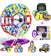 COOLJOY Magnetic Building Blocks, 117 PCS Magnetic Construction Set with Ferris Wheels, Letter & ...