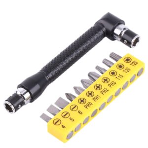 Double-Headed L-Shaped Hex Socket Wrench/Screwdriver with 10 Screwdriver Bits - Slotted Screwdriver - Philips Screwdriver - Torx Screwdriver - Hand Tool Kit (Socket Wrench + 10pcs Screwdriver Bits)