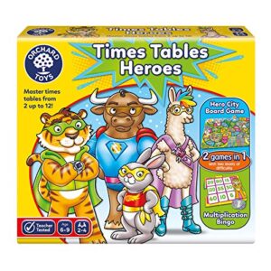 Orchard Toys Times Tables Heroes Maths Game for Children to Learn and Practise Times Tables 2-12