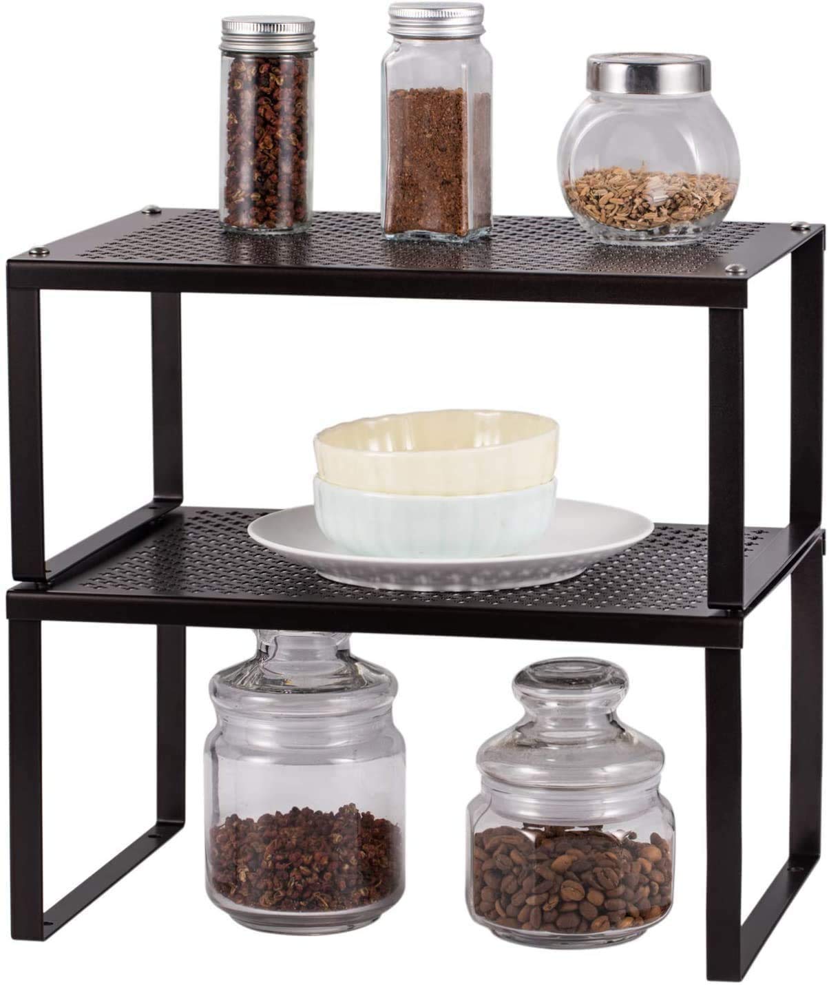 HAITRAL 2 Pack Kitchen Shelf Organiser for Cupboard