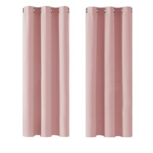 Deconovo Eyelet Blackout Curtains Thermal Insulated Curtains for Kitchen Coral Pink 42 x 54 Inch 2 Panels