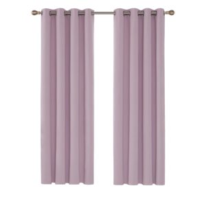Deconovo Thermal Insulated Blackout Curtains Fabric Ring Top Curtains Eyelet Curtains for Bedroom Windows 52"x 84" Baby Pink 1 PAIR