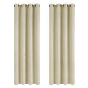 Deconovo Blackout Curtains Beige Super Soft Window Treatment Thermal Insulated Eyelet Blackout Curtains for Livingroom 46 x 54 Inch 2 Panels
