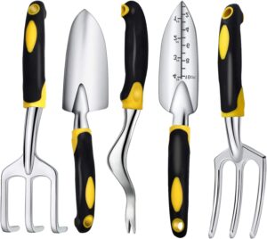 Garden Tool Set Aceshop 5-Piece Stainless Steel Heavy Duty Gardening Tool Set