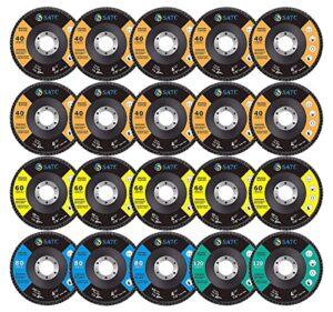 S SATC 20 Packs Flap Discs 115mm 40 60 80 120 Grit Zirconia Grinding Discs for Angle Grinder to Sanding Grinding Metal Wood…