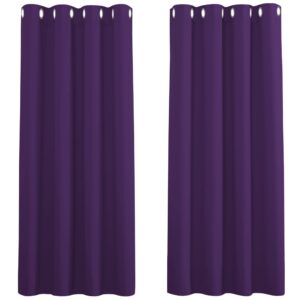 PONY DANCE Purple Curtains Blackout- Short Rings Top Thermal Curtains for Home Decor Light Blocked Aubergine Curtains Window Treatment for Bedroom