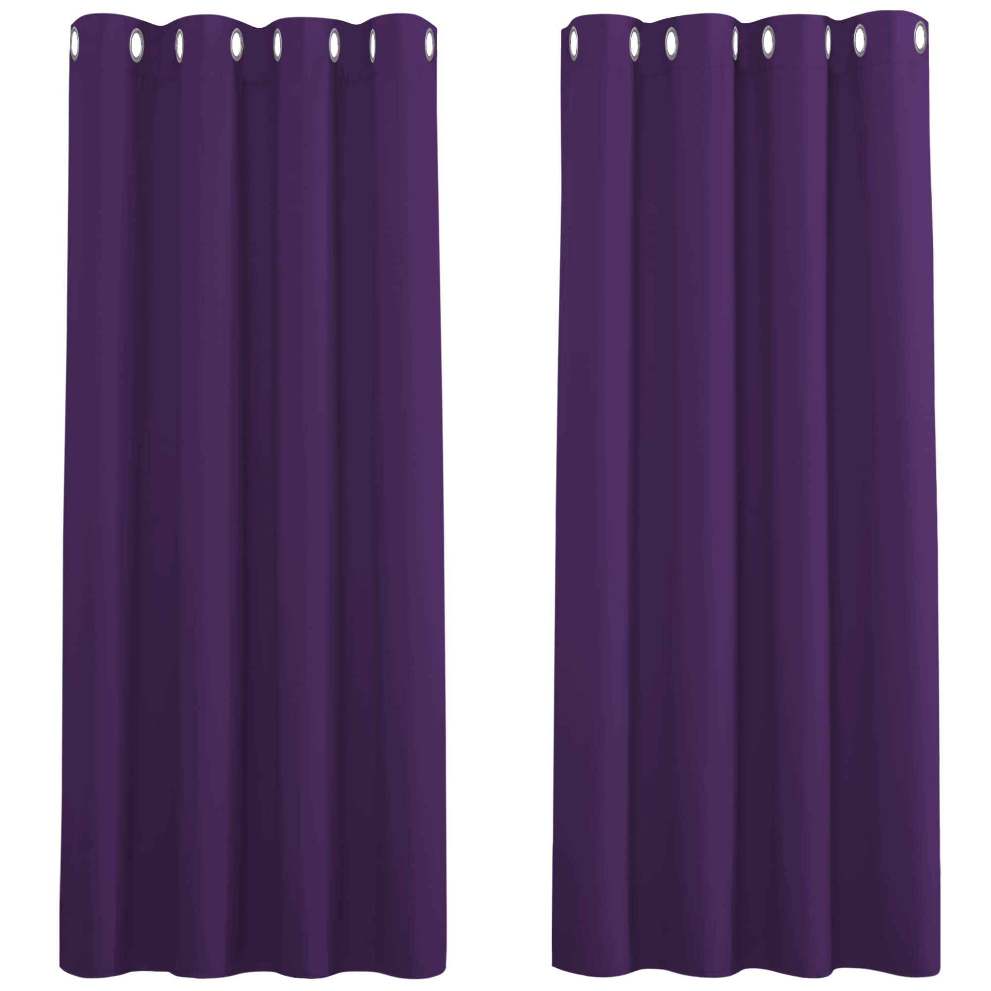 PONY DANCE Purple Curtains Blackout- Short Rings Top Thermal Curtains for Home Decor Light Blocked Aubergine Curtains Window Treatment for Bedroom