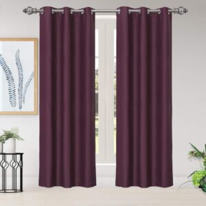 PiccoCasa Darkening Window Treatment Thermal Insulated Solid Blackout Curtains Drapes for Bedroom Set of 2 Panels