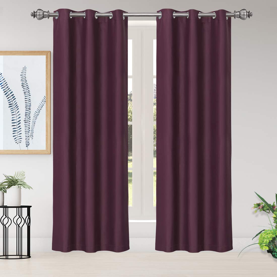 PiccoCasa Darkening Window Treatment Thermal Insulated Solid Blackout Curtains Drapes for Bedroom Set of 2 Panels