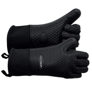 GEEKHOM silicone Oven Gloves Heat Resistant Silicone Oven Mitts BBQ Gloves Waterproof Kitchen Gloves