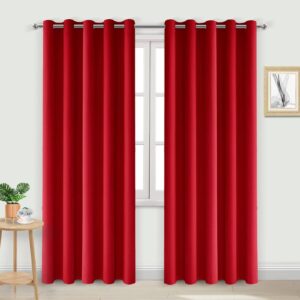 DWCN Blackout Curtains for Bedroom - Thermal Insulated Light Blocking Eyelet Window Curtains for Living Room 66 x 90 inch Length