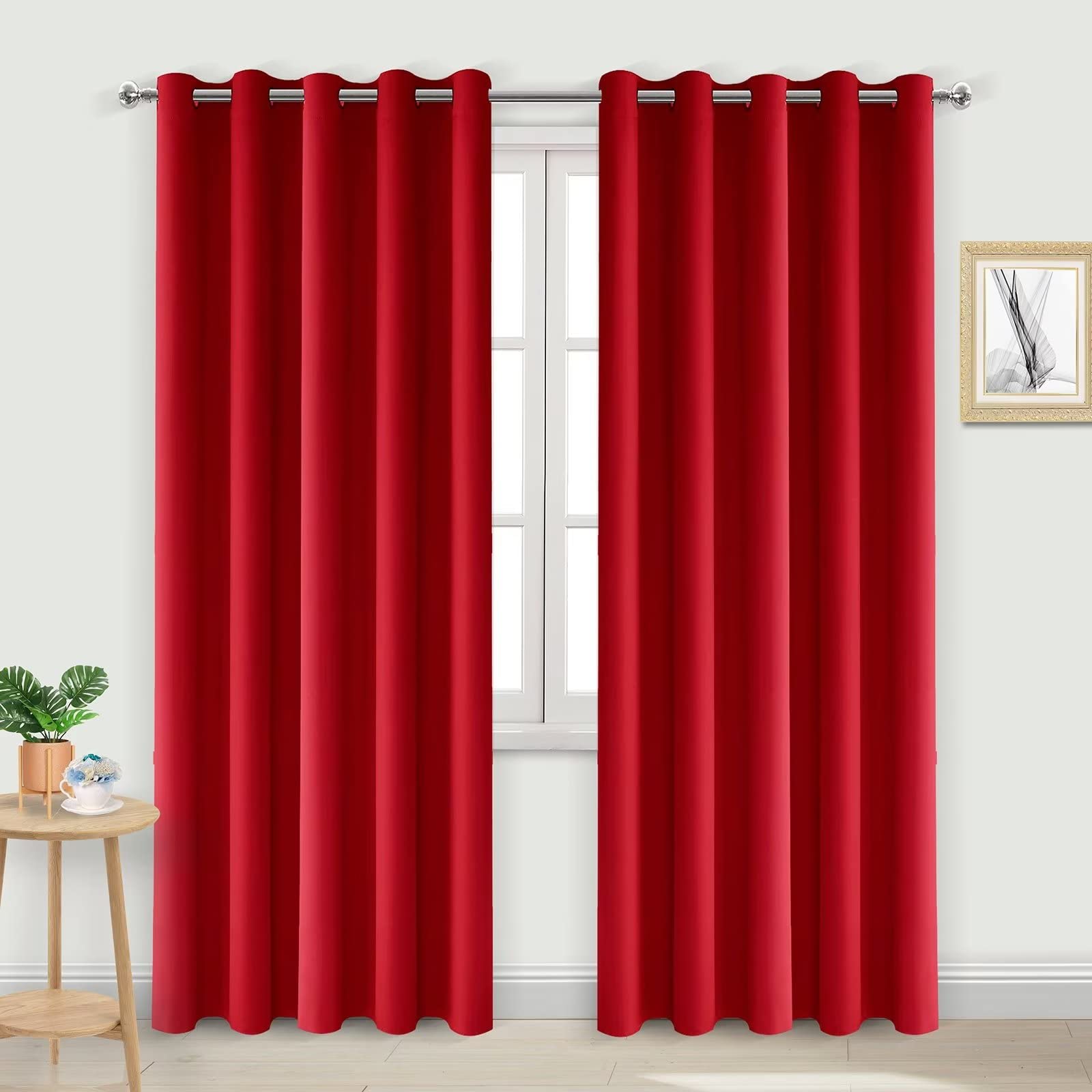 DWCN Blackout Curtains for Bedroom - Thermal Insulated Light Blocking Eyelet Window Curtains for Living Room 66 x 90 inch Length