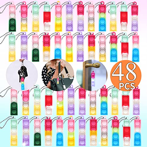 48 PCS Mini Pop Fidget Keychain Toys