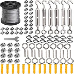 AMLOOPH 50M Garden Wire For Climbing Plants 2mm Stainless Steel Heavy Duty Metal Catenary Wire Trellis Fence Garden Wire Rope Kit With Turnbuckle Tension Wire Tensioner/Vine Eyes For Climbing Plants…