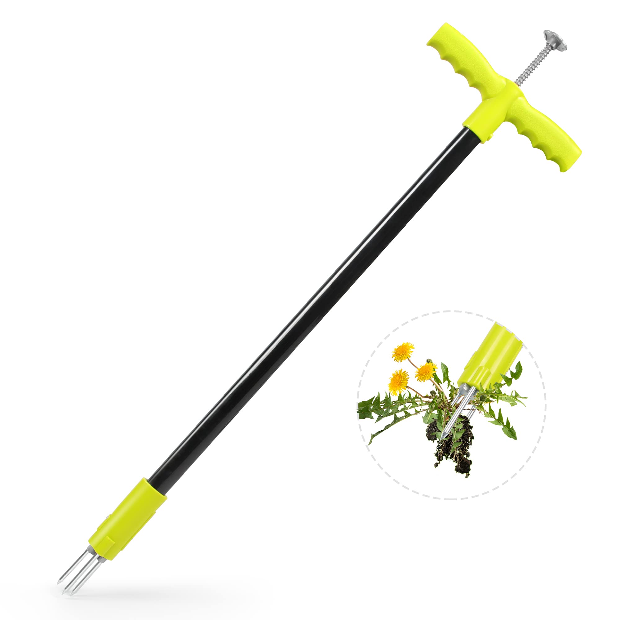 ORIENTOOLS Weed Puller Manual Weeder Weeding Tool Twist Dandelion Puller Weed Extractor with Steel Handle and 3 Claws