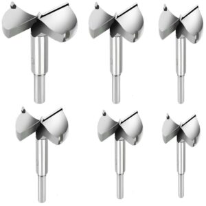[Large Size Version] Cymax 6PCS Forstner Drill Bit Boring Hole Saw Set 30/35/40/45/50/60mm Tungsten Steel Hinge Cutter Tool Kits for Wood Plastic Plywood