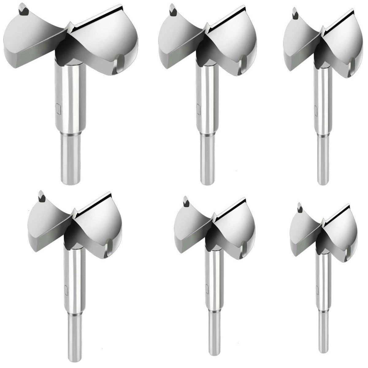 [Large Size Version] Cymax 6PCS Forstner Drill Bit Boring Hole Saw Set 30/35/40/45/50/60mm Tungsten Steel Hinge Cutter Tool Kits for Wood Plastic Plywood