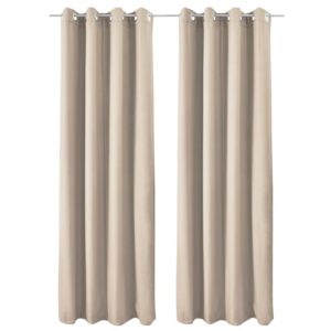 Beautissu Thermal Curtain Set 140x245cm Amelie - 2 Panels Bedroom Curtain – Insulating Window Drapes – Long Drapes for Windows Set of 2 Opaque Curtains in Creme
