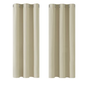 Deconovo Home Decorative Eyelet Curtains Thermal Insulated Blackout Curtains for Living Room Beige 42 x 54 Inch 2 Panels