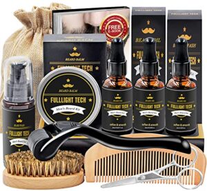Beard Kit for Men Grooming & Care W/Beard Shampoo Oil Balm Comb Brush Scisso