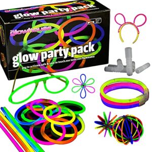 Huge Glow Stick Party Pack 220 pcs inc connectors - 100 Glow Sticks Premium Quality Glowhouse UK Bracelets