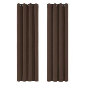 Deconovo Functional Thermal Insulated Curtains Blackout Curtains Eyelet Curtains for Living Room Brown W52 x L72 Inch One Pairs