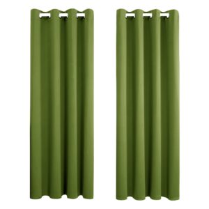 Amazon Brand - Umi Thermal Insulated Blackout Curtains Energy Saving Curtains Window Treatment Noise Reducing Curtains for Living Room 42 x 63 Inch Green 2 Panels