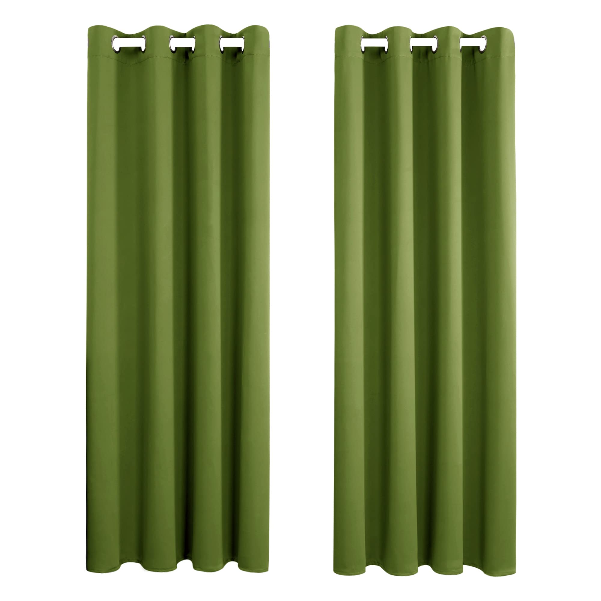 Amazon Brand - Umi Thermal Insulated Blackout Curtains Energy Saving Curtains Window Treatment Noise Reducing Curtains for Living Room 42 x 63 Inch Green 2 Panels