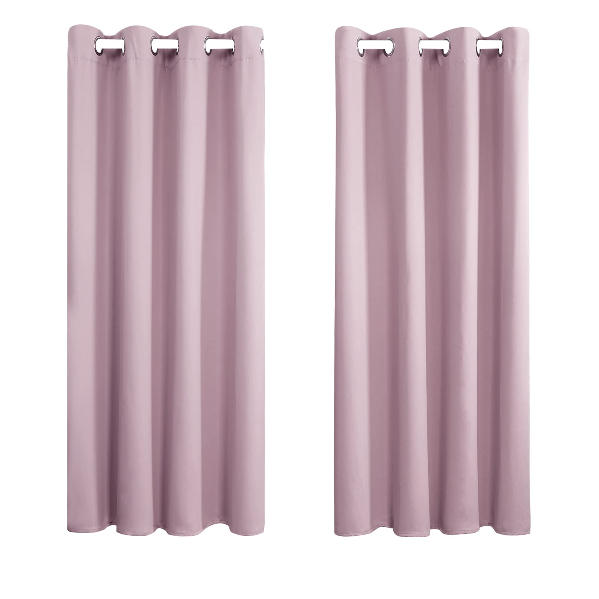 Amazon Brand - Umi Curtains Blackout Soft Thermal Insulated Decorative Nursery Curtains Eyelet Blackout Curtains for Bedroom 46 x 54 Inch Light Pink Two Panels