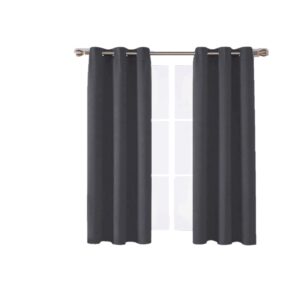 100% Polyester Thermal Blackout Eyelet Insulated Curtains Soft & Thick 2-Pannel Ring Top Windows Treatment Curtains with Tie Back Living Room