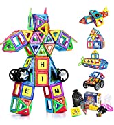 COOLJOY Magnetic Building Blocks 141 PCS Castle Magnetic Toys Magnet Tiles Large Size Gift, Magne...