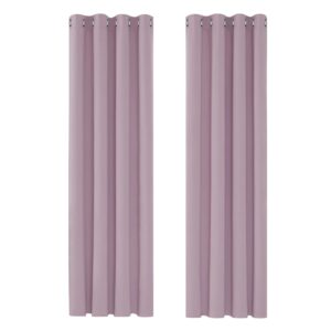 Deconovo Curtains Thermal Insulated Functional Blackout Curtains Ring Top Curtains for Girls Bedroom 52"x 63" Baby Pink 1 PAIR