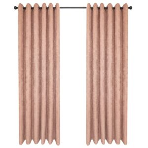 QINUO HOME Faux Linen Curtains 90 Drop - Luxury Eyelet Top Blackout Curtains for Room Darkening